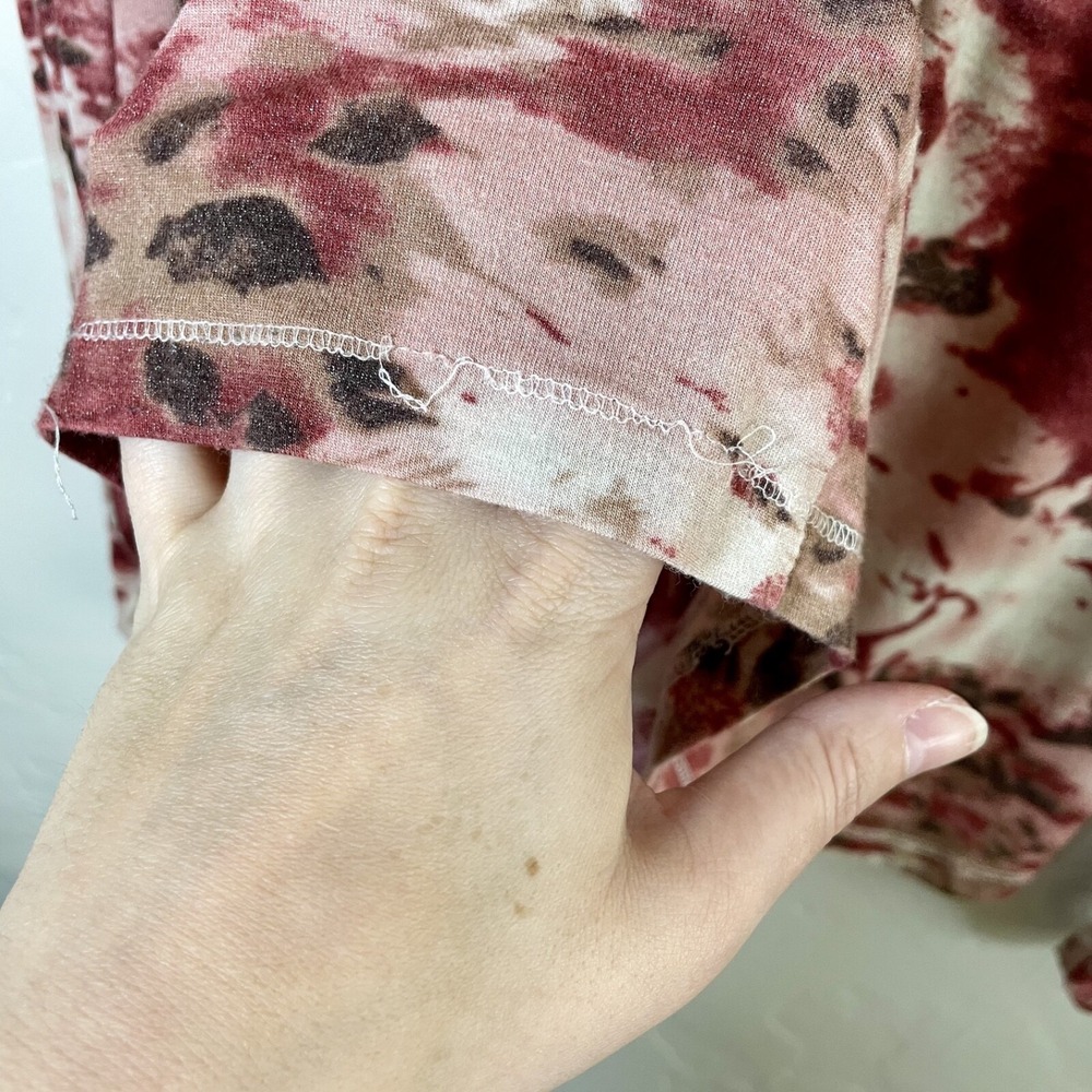 Vintage 90s y2k Cache Size Large Blouse - Red Tie Dye Half Button Luxury - Picture 5 of 11